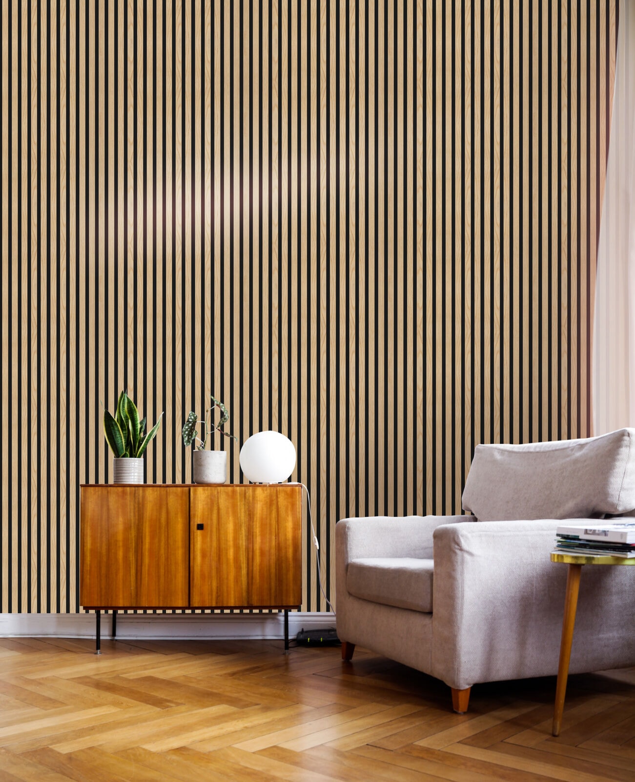 Real wood slats, visible grain